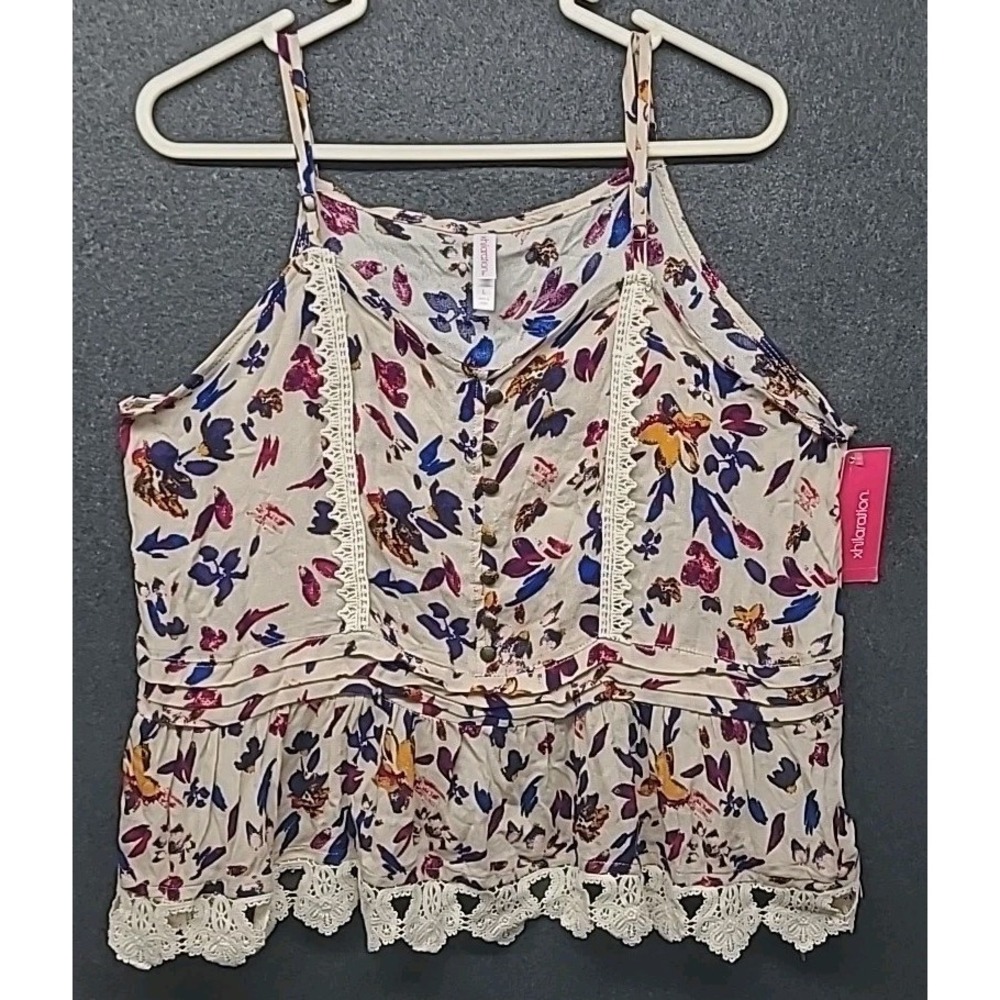Xhilaration Peplum Tank Top Adjustable Strap Festival Fairy Boho Size‎ L NWT